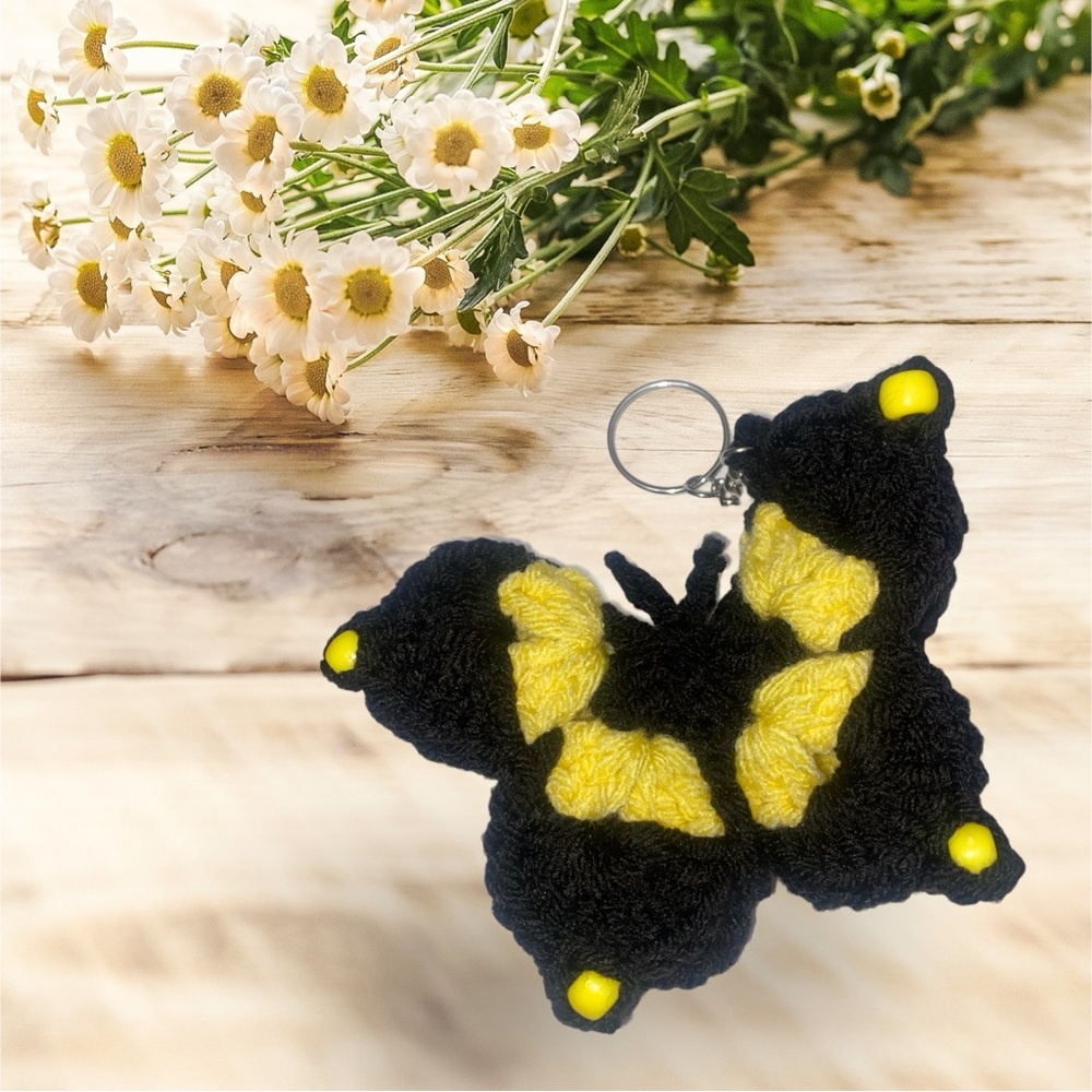 Handmade Crochet Butterfly keychain purse charm. Choose colors
